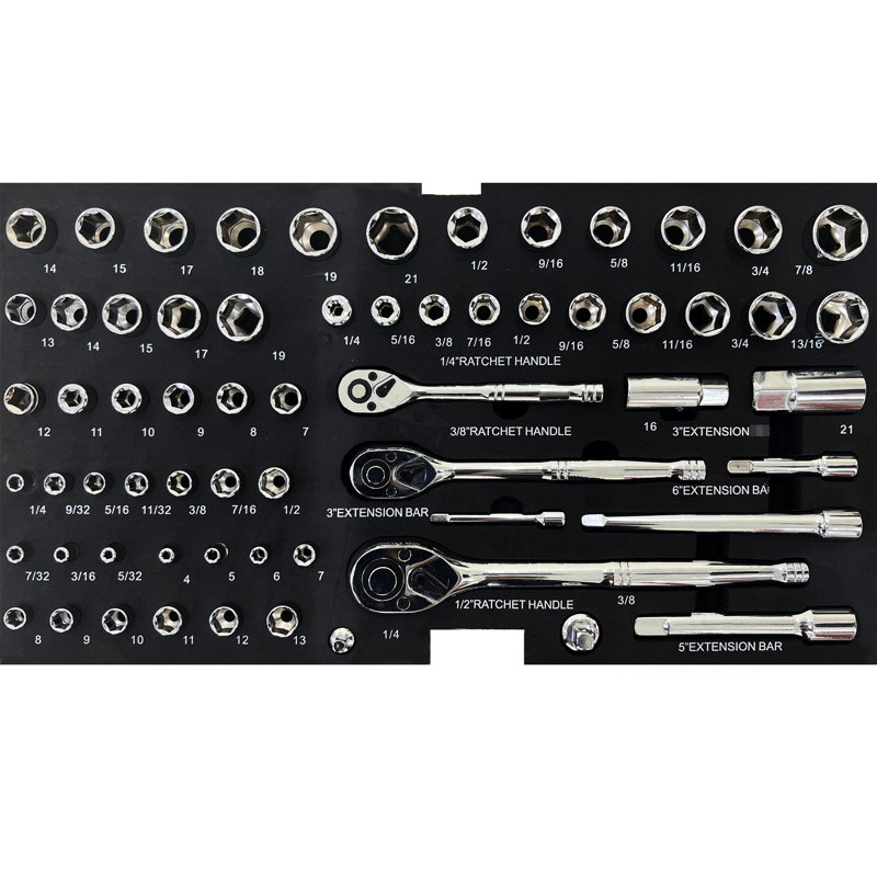 Boîte à outils 20 po portative 3 en métal avec accumulateur d'outils, glissière à roulement, capacité de 15 kg, plateau de rangement supérieur, poignée, pour le garage, la maison, l'établi, acier noir, poignée de transport