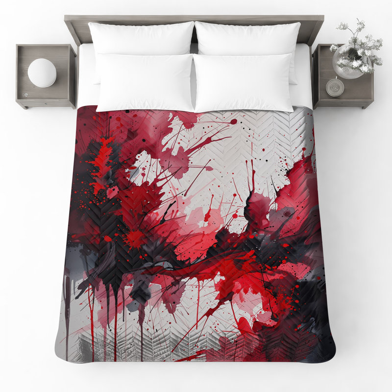 Couvre-lit matelassé rouge et noir, Double