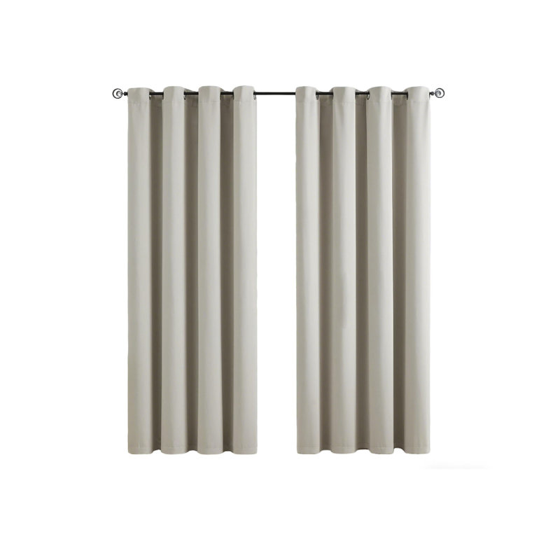 Room Darkening Curtain Panel Pair, Beige, 229cm Width x 127cm Drop