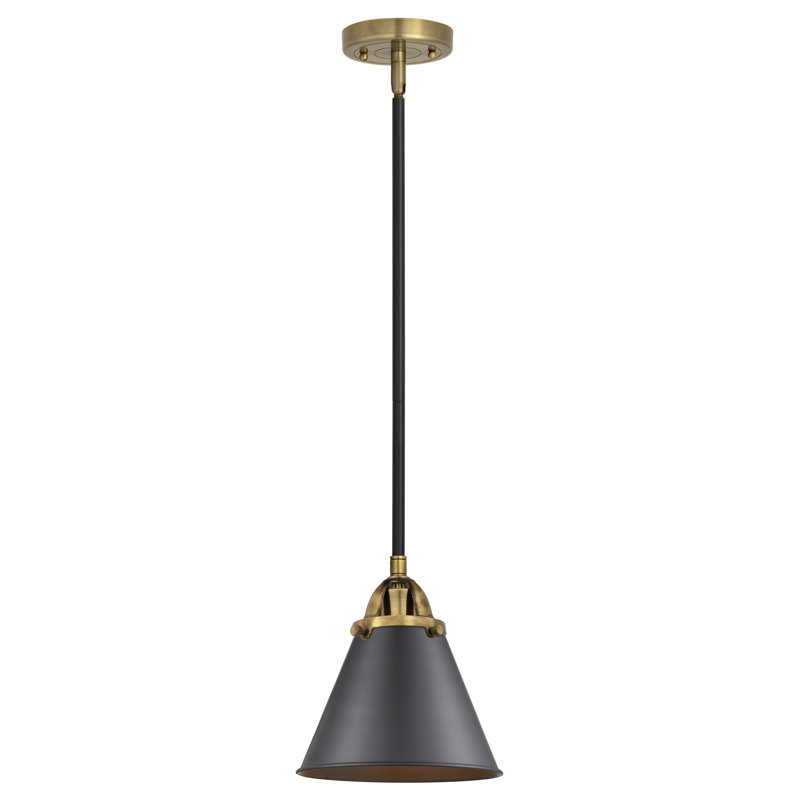 Rouvin 1 - Light Bell Cone Pendant, Black Antique Brass, Matte Black