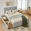 Lit de jour rembourré Queen avec tiroirs de rangement et lit gigogne-1158796060-1158796062