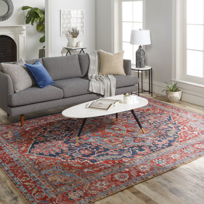 Fleckenstein Oriental Dark Blue/Burgundy/Cream Area Rug