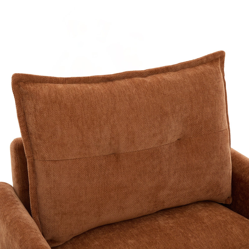 Fauteuil demi-tonneau pivotant avec mousse à mémoire de forme et chenille - rotation à 360 °, Chenille brun, Brun