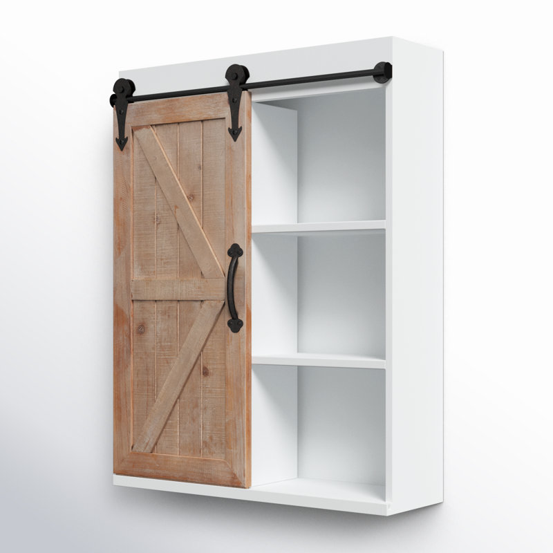 Armoire décorative à une porte de 27,6 po Malese, Blanc / Brun rustique