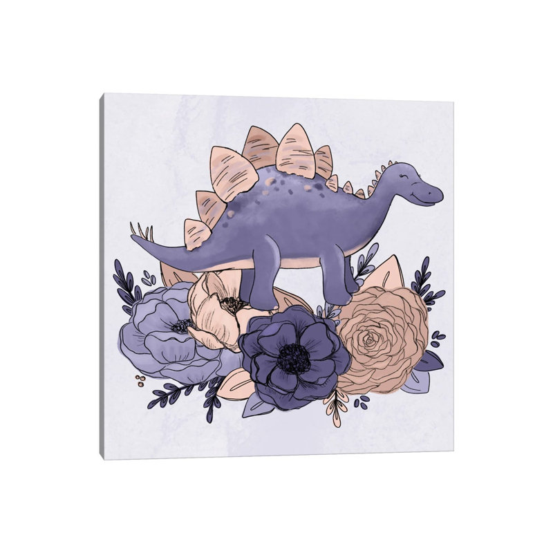 Stegosaurus Florals by Katie Bryant - Wrapped Canvas Gallery-Wrapped Canvas Giclée, 45.72 cm H x 45.72 cm W x 1.91 cm D