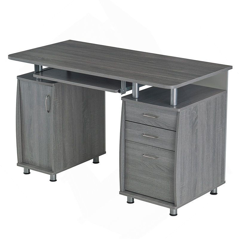 Complete Workstation Computer Desk With Storage, Grey, Gray