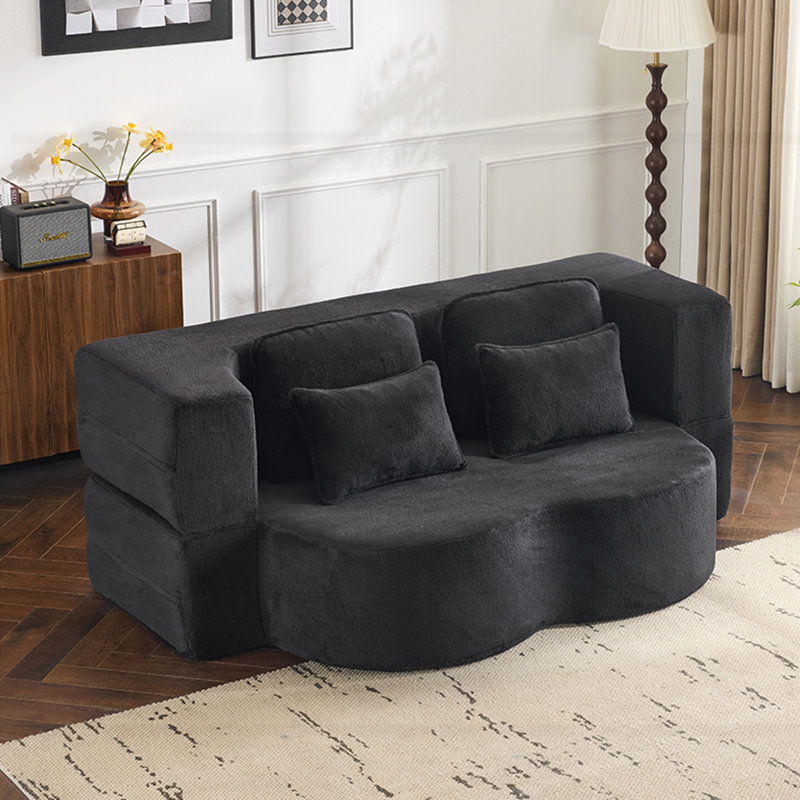 Canapé en futon chenille, Noir