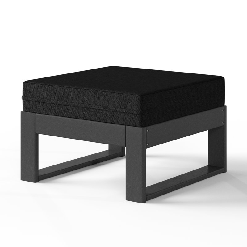 Patio Deep Seating Ottoman With  Frame, Gray, Black