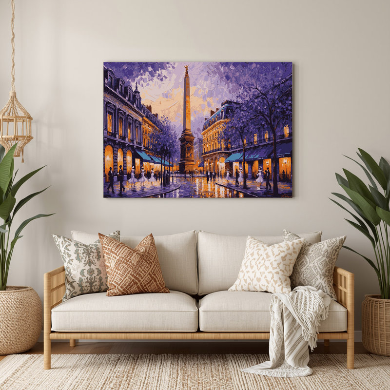 Art mural en métal mauve, "Cities", Argentine, H 144 po x l 216 po x P 0,05 po