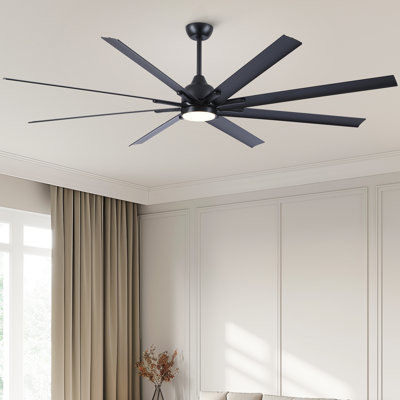 Très grand ventilateur de plafond noir 84 pouces avec télécommande 8 pales