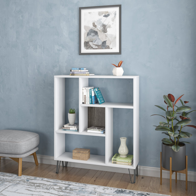 Jayvianna Geometric Bookcase, White/Wenge