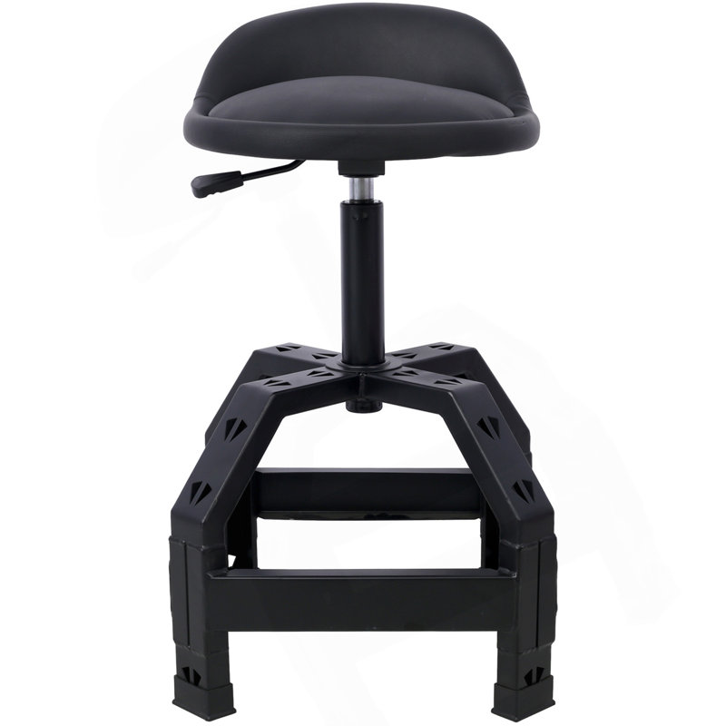 Tabouret pivotant pneumatique à 360 degrés, siège mécanique à roulettes, tabouret mécanique robuste, noir, Black