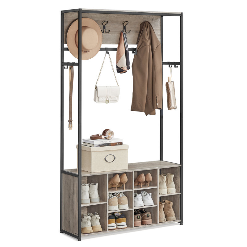 Hall Tree With Bench And Shoe Storage, Heather Greige