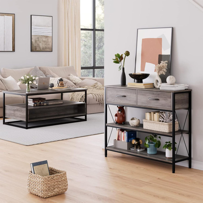 Rayonnage Saruhan, Gris, Noir
