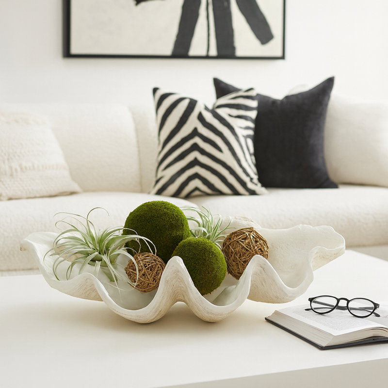 Decorative Bowl for Home Decor – Modern Bowl and Accent Bowl for Entryway Table, Coffee Table, or Vanity – Coastal-Inspired Display Bowl for Everyday Decorative Use, Ivory