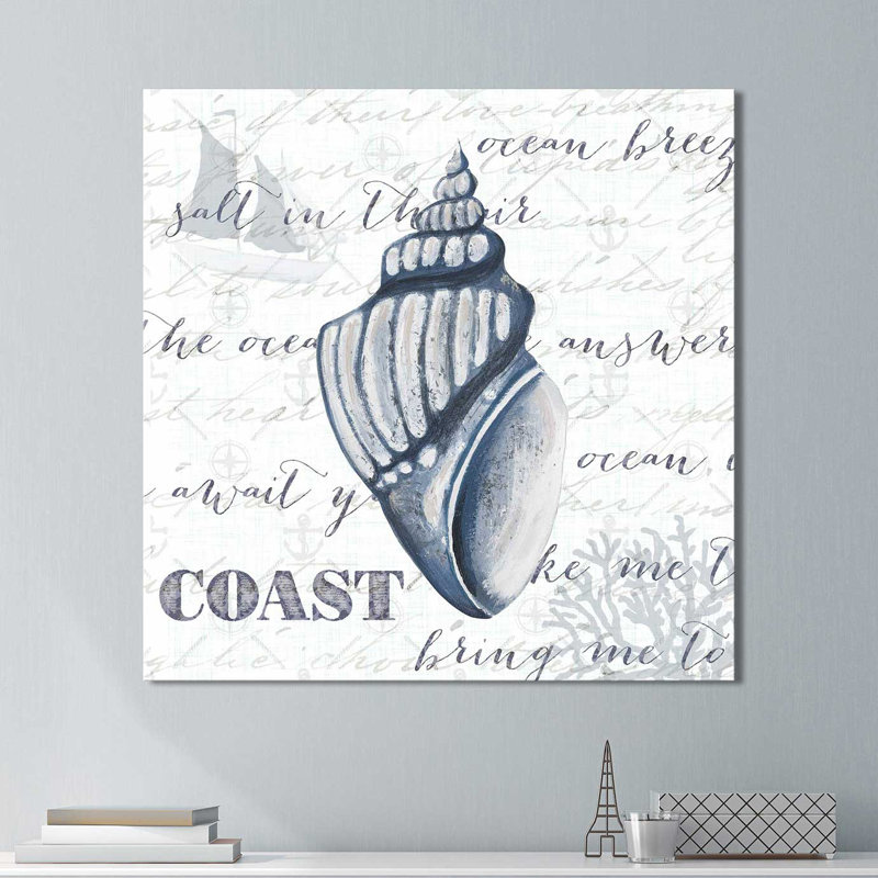 «Indigo Shell IV», impression, H 18 po x l 18 po x P 1 po, Toile tendue