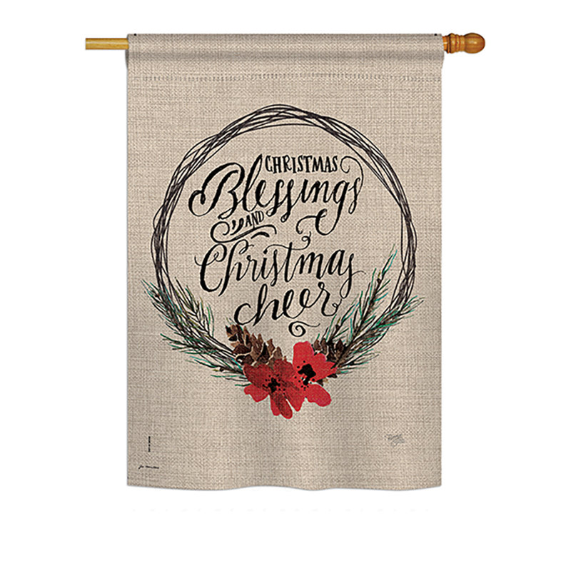 Drapeau de maison en polyester Charents Christmas Blessings, 40 po x 28 po
