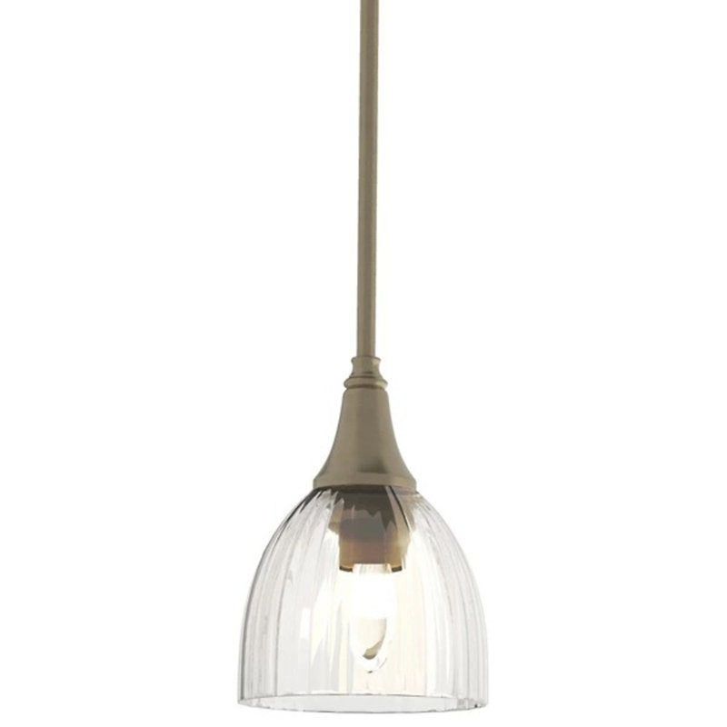 Trumpet 1-Light Single Dome Pendant, White, Soft Gold