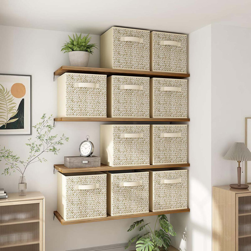 Wisdom Star 10 Pack Fabric Storage Cubes With Handle, Foldable 13X13 Inch Large Cube Storage Bins, Storage Baskets For Shelves, Storage Boxes For Organizing Closet Bins