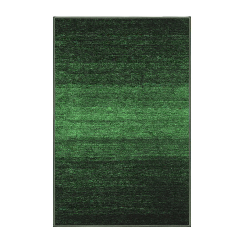 Tapis contemporains vert émeraude lavable à la machine 1784, Rectangle 2 pi x 3 pi