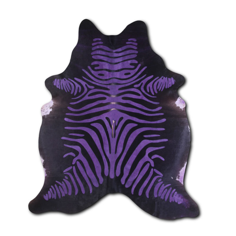 Tapis mauve sur fond noir, Nouveauté 6 pi 2 po x 7 pi 4 po