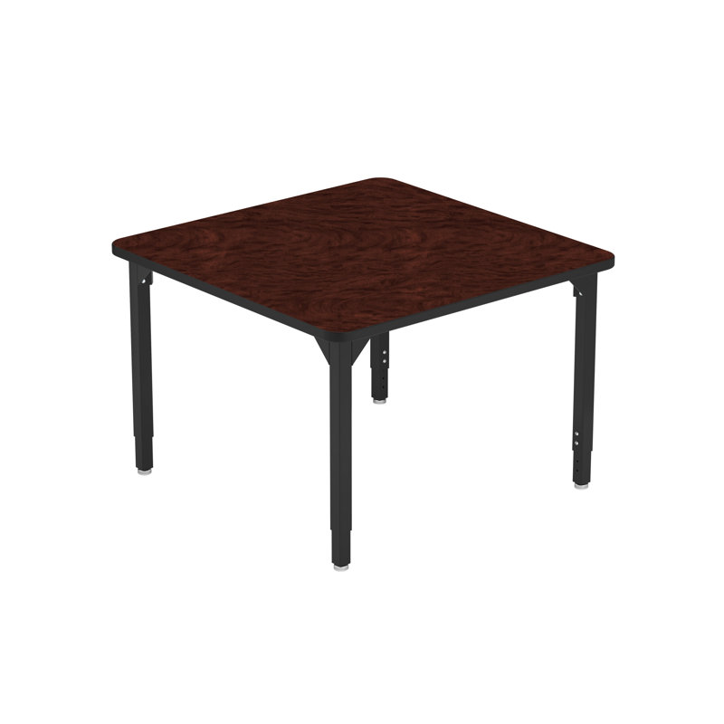 Table d'activité robuste à hauteur ajustable, carré 36 po, noyau en panneau de particules / moulure en T, structure noire