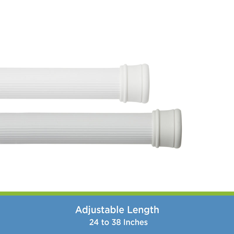 White Adjustable Steel Spring Tension Shower Rod, 24-38 Inches