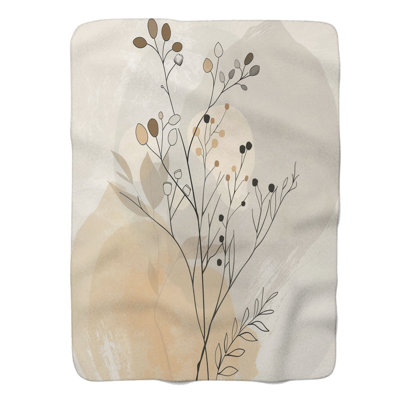 Boho Wabi Sabi Flowers - 1 Piece Premium Sherpa Blanket