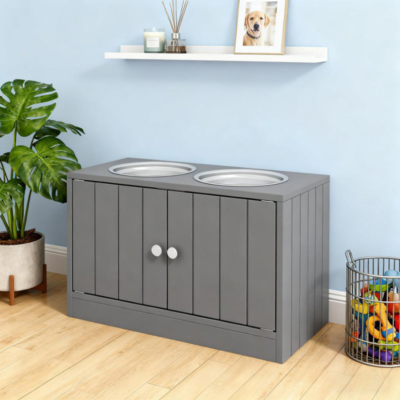 Bols pour chien surélevés avec armoire de rangement pour grande capacité