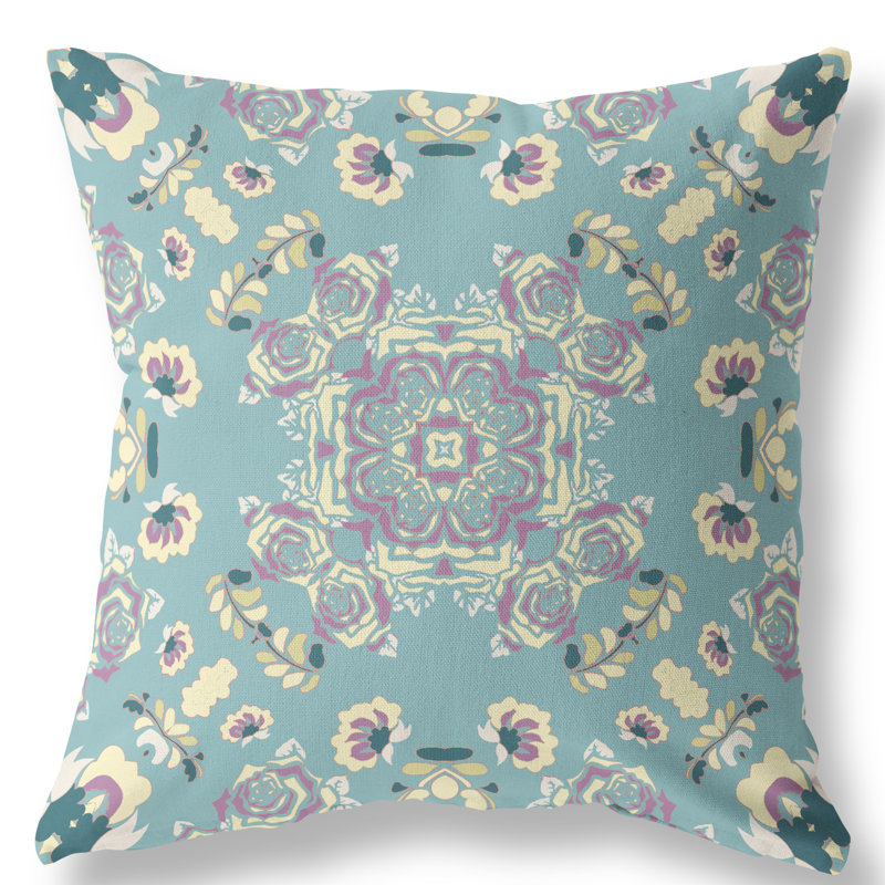  Housse et insert de coussin carré rose, 18" x 18", Vert clair / jaune
