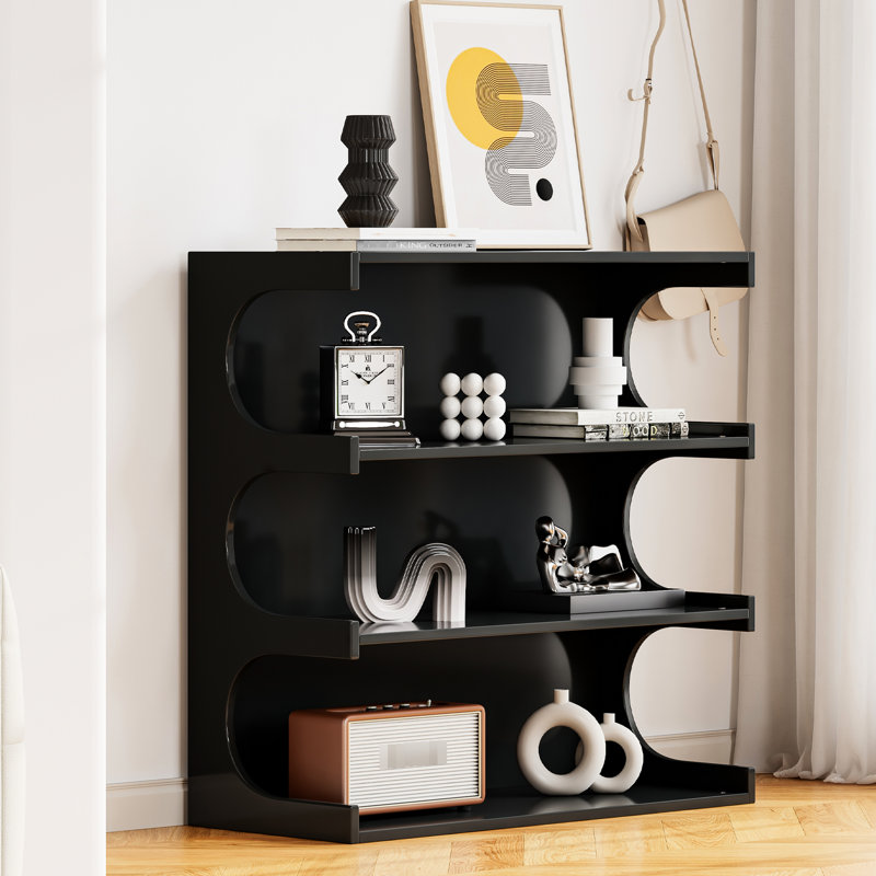 Étagère et table basse multifonctionnelles à 4 livres noires, Noir, H 15,32 po x l 35,56 po