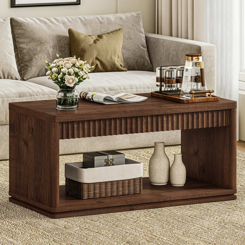 Table basse à motif ondulé Guinna, Rustic Brown