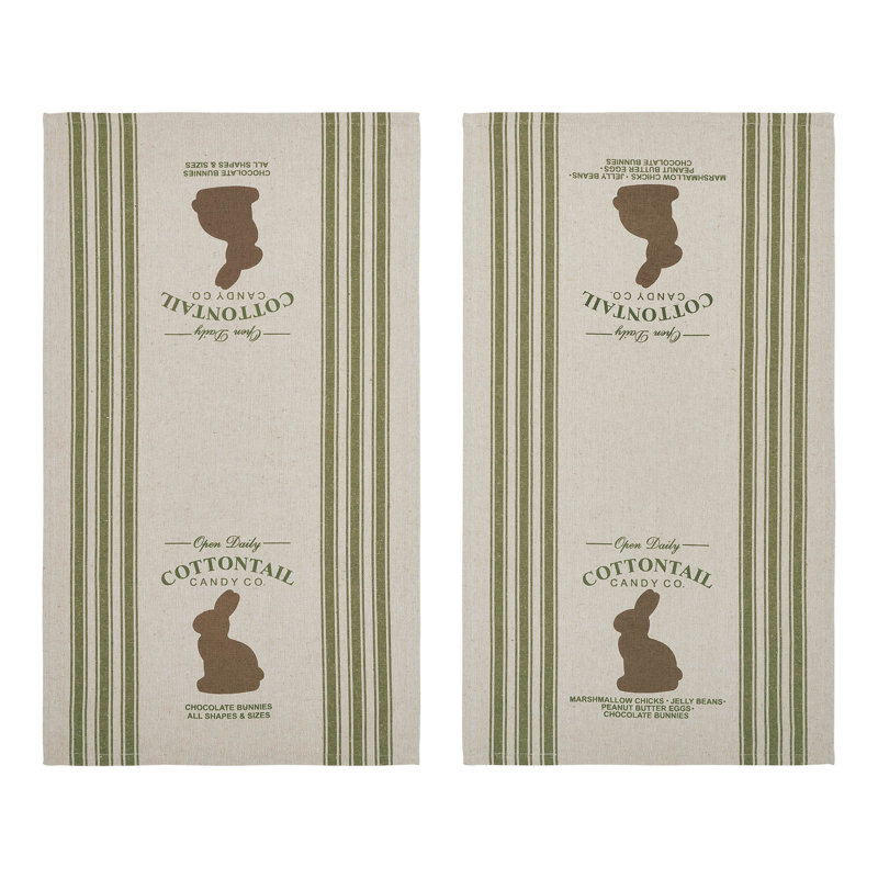 Bunny Hop Cottontail Candy Co Tea Towel Set of 2 16x28