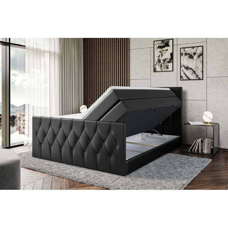 Rubyn Divan Bed with Mattress, Black, 160cm W x 200cm L