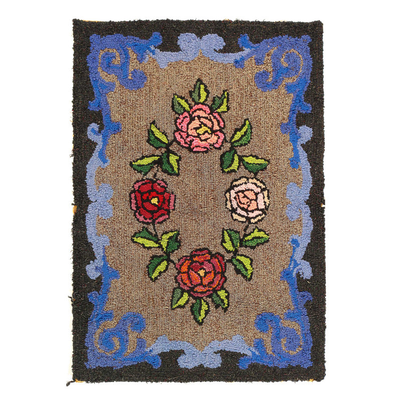 Tapis crocheté antique américain 2 pi x 3 po