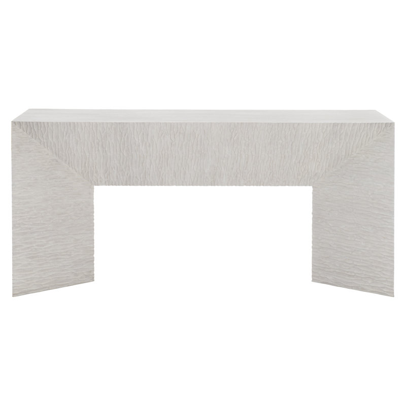 Off-White Rectangular Wood Console Table with Textured Surface