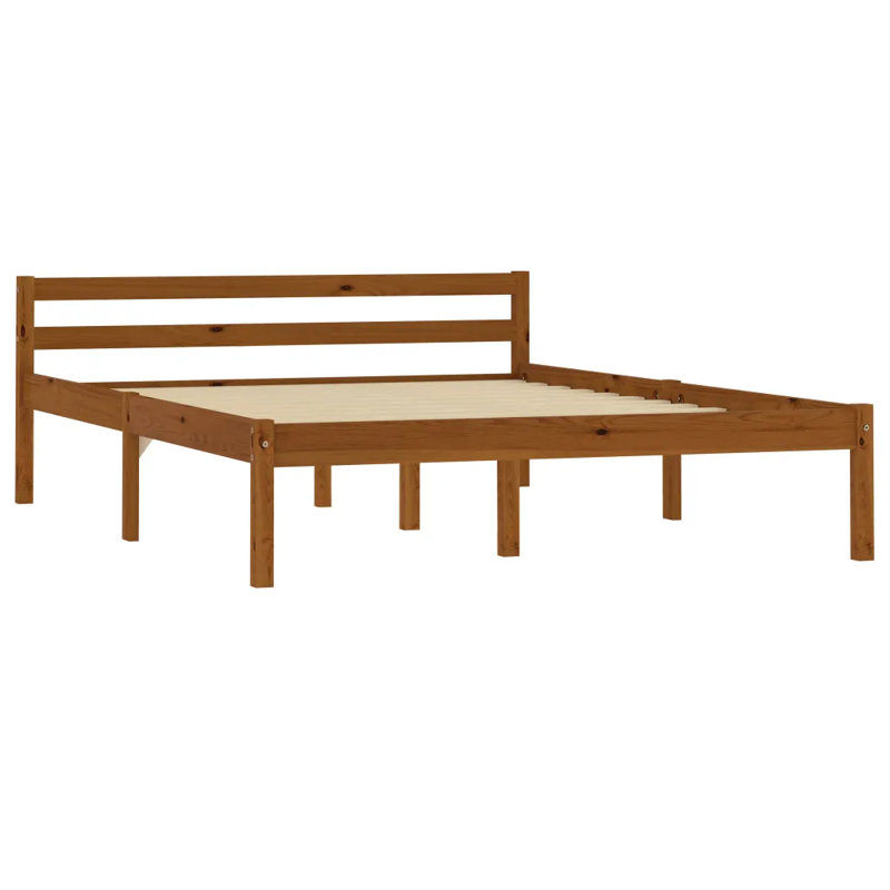 Aaryahi Solid Wood Bed, European Double (140 x 200 cm), Honey Brown