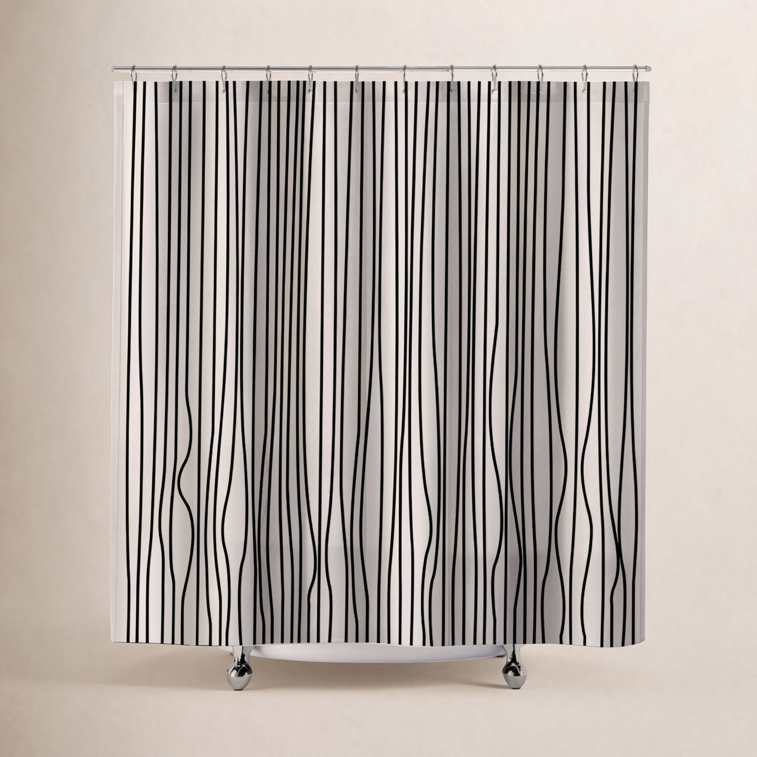Coco Polyester Shower Curtain, Black