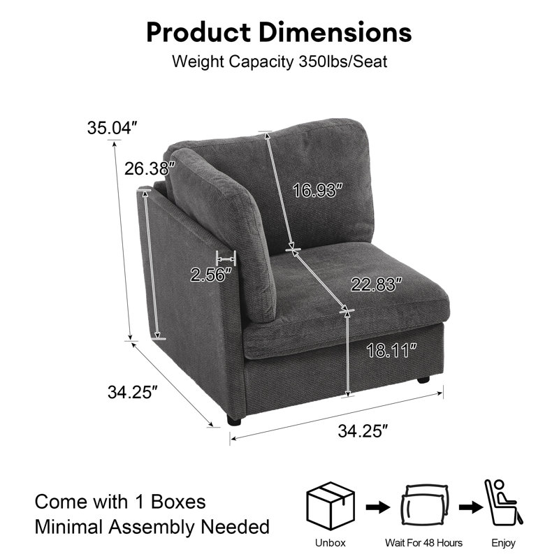 Chaise d'appoint rembourrée avec accoudoirs, Gris foncé
