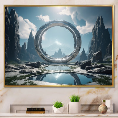 Portail surréaliste galaxie paysage I - surréalisme, art mural
