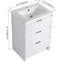 Armoire de salle de bain moderne autoportante de 24 po avec lavabo en résine blanc brillant et 3 tiroirs à fermeture en douceur pour un rangement efficace