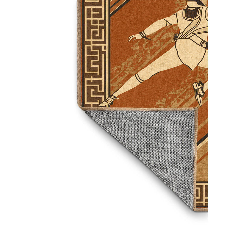 Machine Washable Marvale Fencing Match Classic Oriental Rug in Brown – LightBrown Binding, 3x5