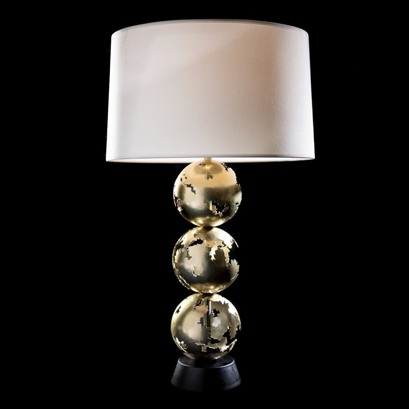 Pangea Tall Table Lamp, White, Modern Brass