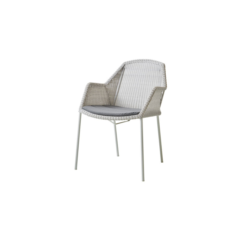 Breeze Stacking Patio Dining Armchair with Cushion, Black, Gray