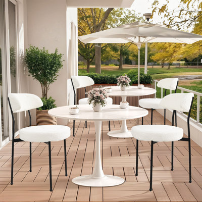 23.6 inch Round Dining Table,White