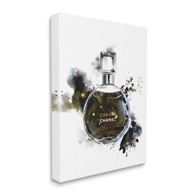 Stupell Industries Glam Cosmetic Bottle Black Gold Watercolor Perfume Bottle, 30 x 40, Design by Ziwei Li