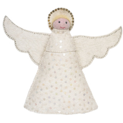 Handmade Hand Felted Wool Christmas Tree Topper - Angel