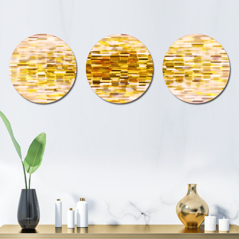 Abstract Wall Decor on Metal, Gold/White