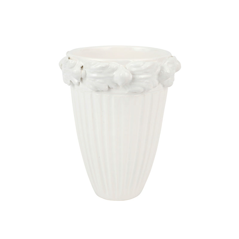 Rustic Garden Handmade Cachepot, White, 10" H x 8.25" W x 8.25" D