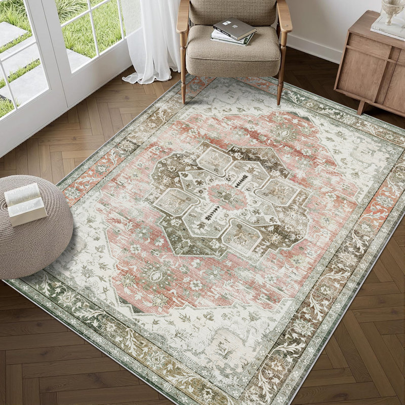Oriental Floral ,Machine-Washable, Non-Slip Rugs,Available In A Variety Of Patterns., Rectangle 8' x 10'